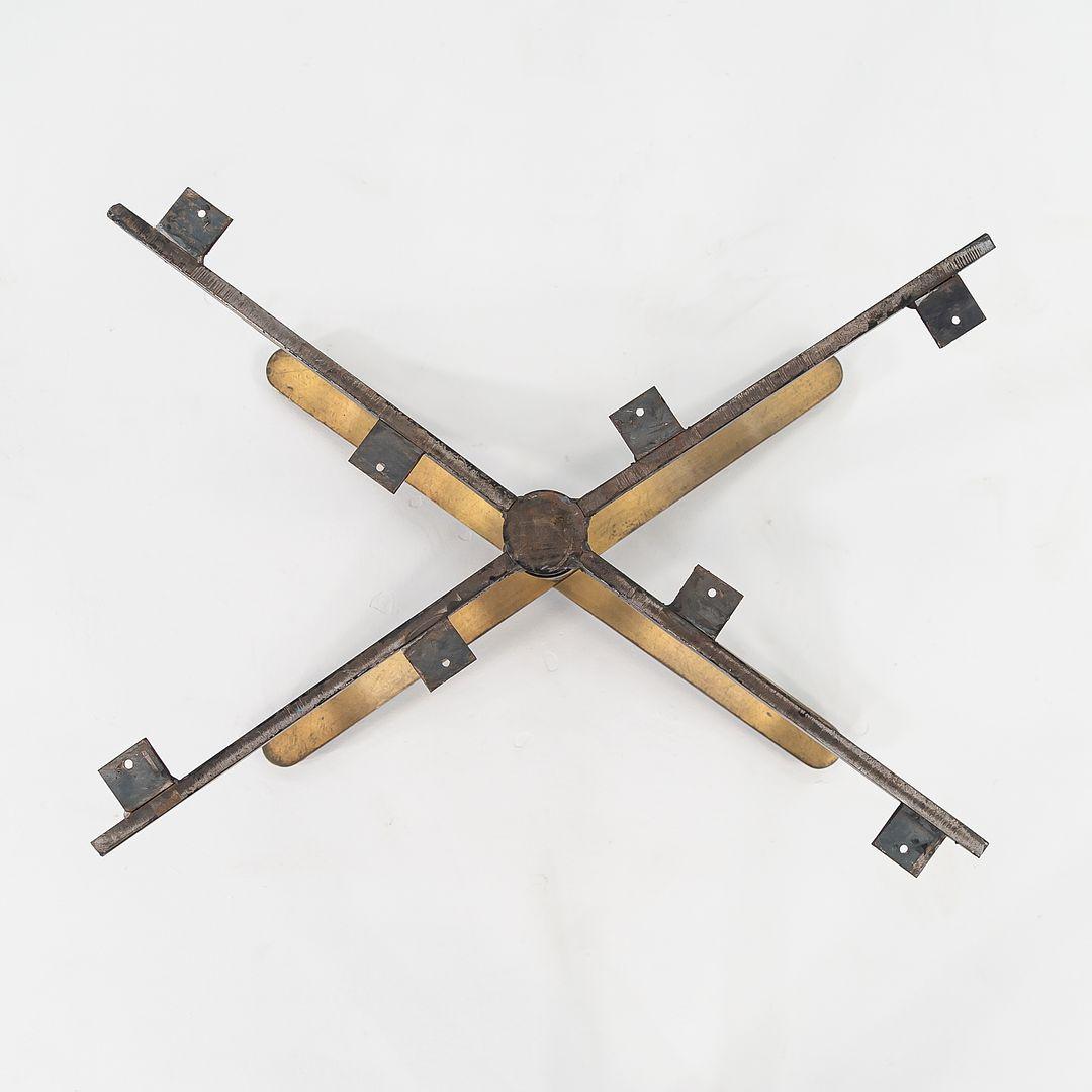 1980s Nicos Zographos Solid Bronze Oval / Rectangular Alpha Dining Table Base For Sale 2