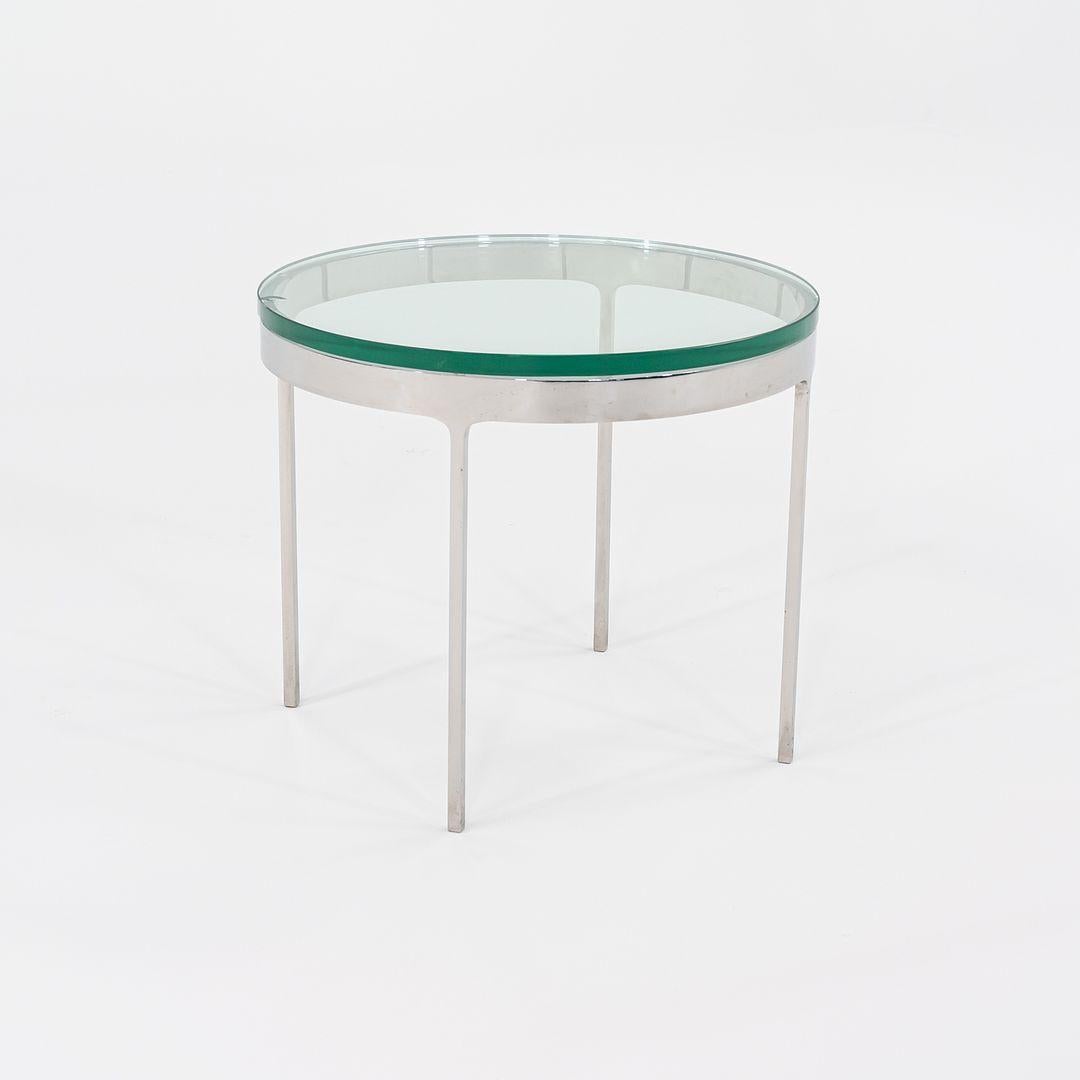 Late 20th Century 1980s Nicos Zographos TA.20G Round Side Table in Polished Stainless w/ Glass Top For Sale