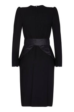 1980s Nina Ricci Black Wool and Silk Cocktail Dress