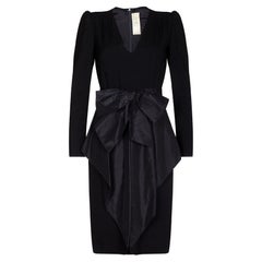 1980s Nina Ricci Black Wool and Silk Cocktail Dress