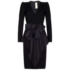 1980s Nina Ricci Black Wool and Silk Cocktail Dress