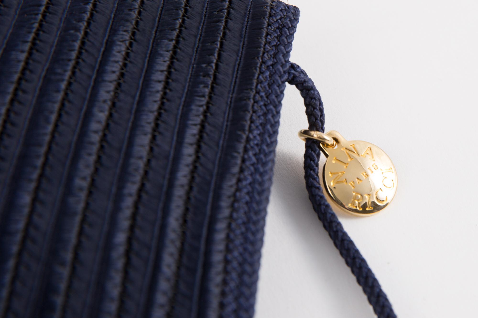 Women's 1980s Nina Ricci Navy Silk Braided Bag