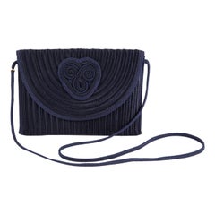 1980s Nina Ricci Navy Silk Braided Bag