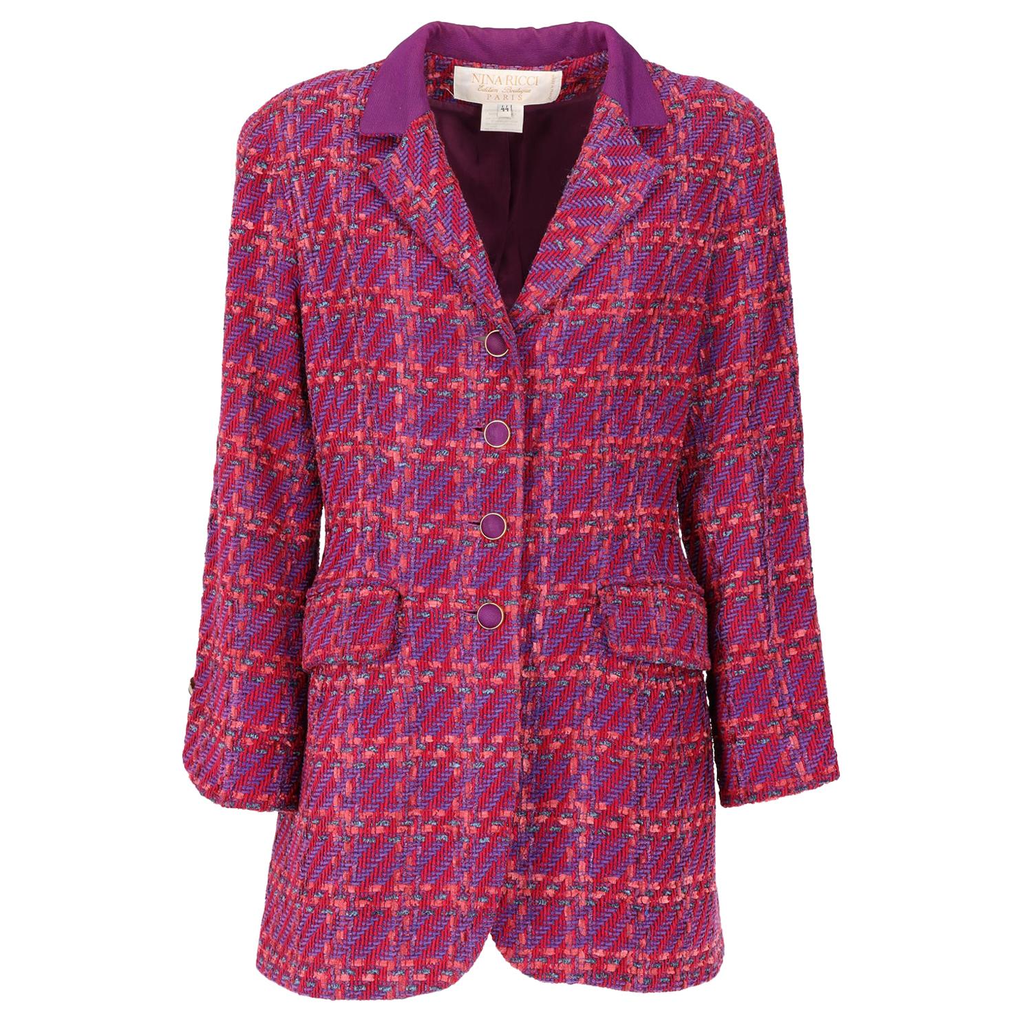 1980s Nina Ricci Purple Wool Vintage Jacket