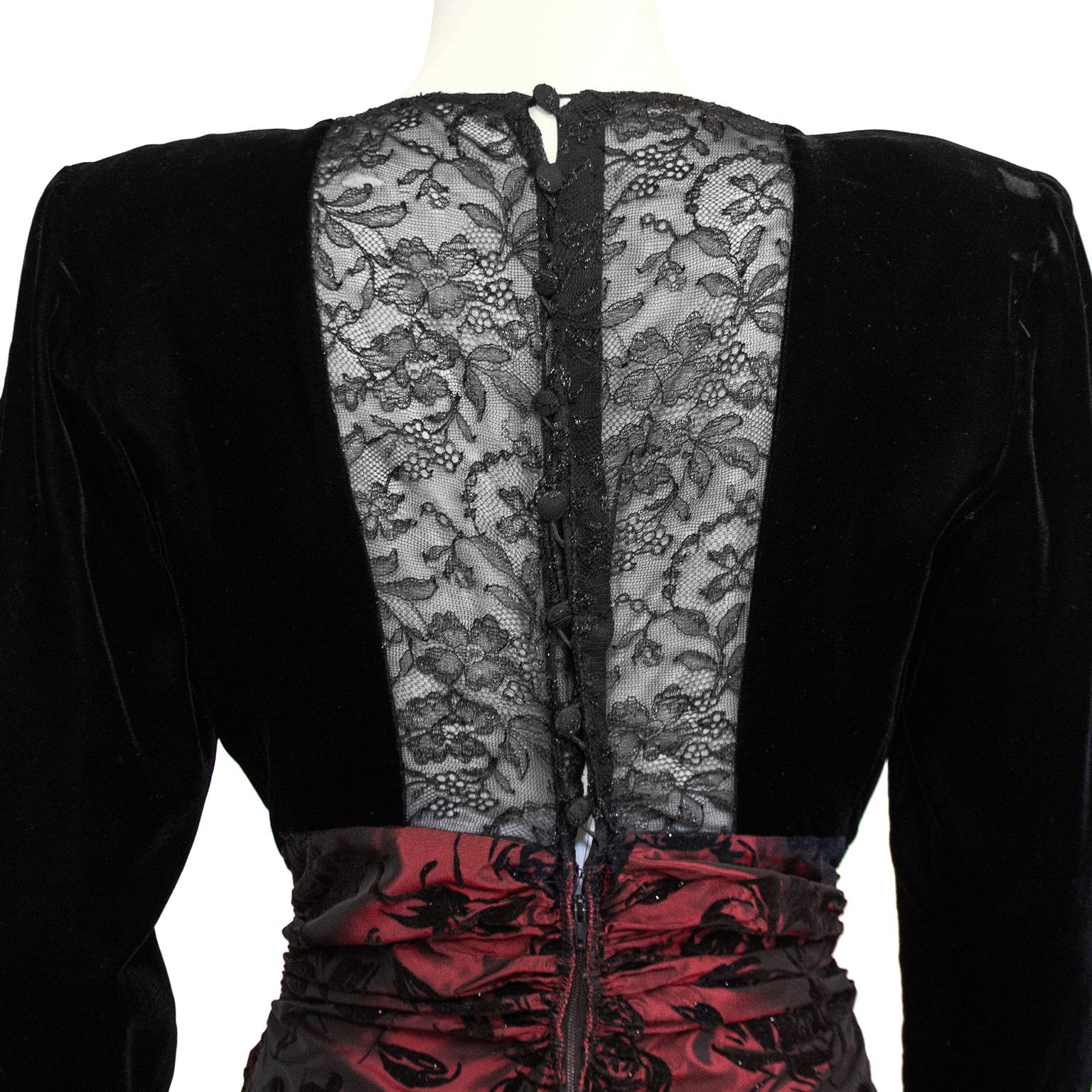 Women's 1980s Nina Ricci Velvet, Lace and Taffeta Gown For Sale