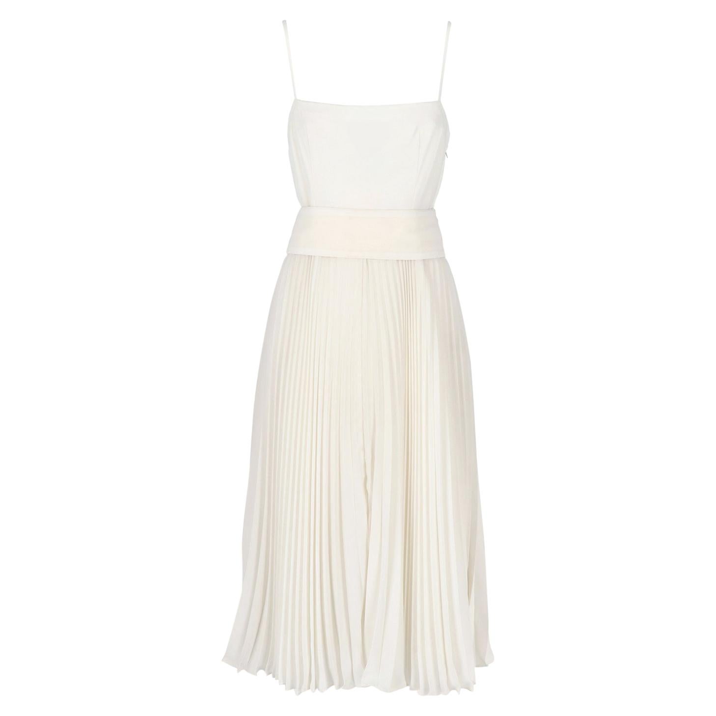 1980s Nina Ricci White Pleated Wedding Dress