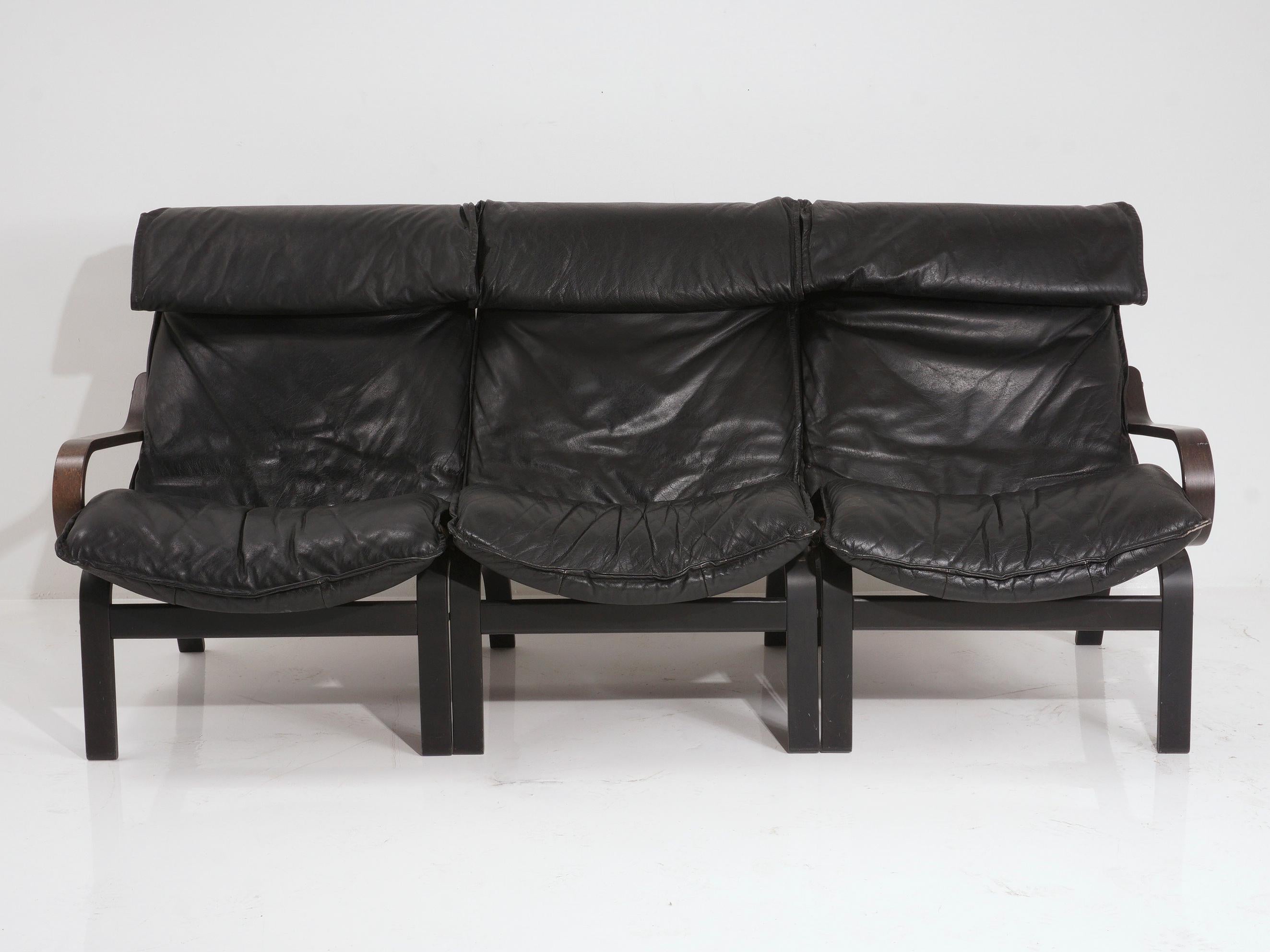 Noboru Nakamura für IKEA Poem Leder-Sofa, 1980er Jahre (Moderne der Mitte des Jahrhunderts) im Angebot