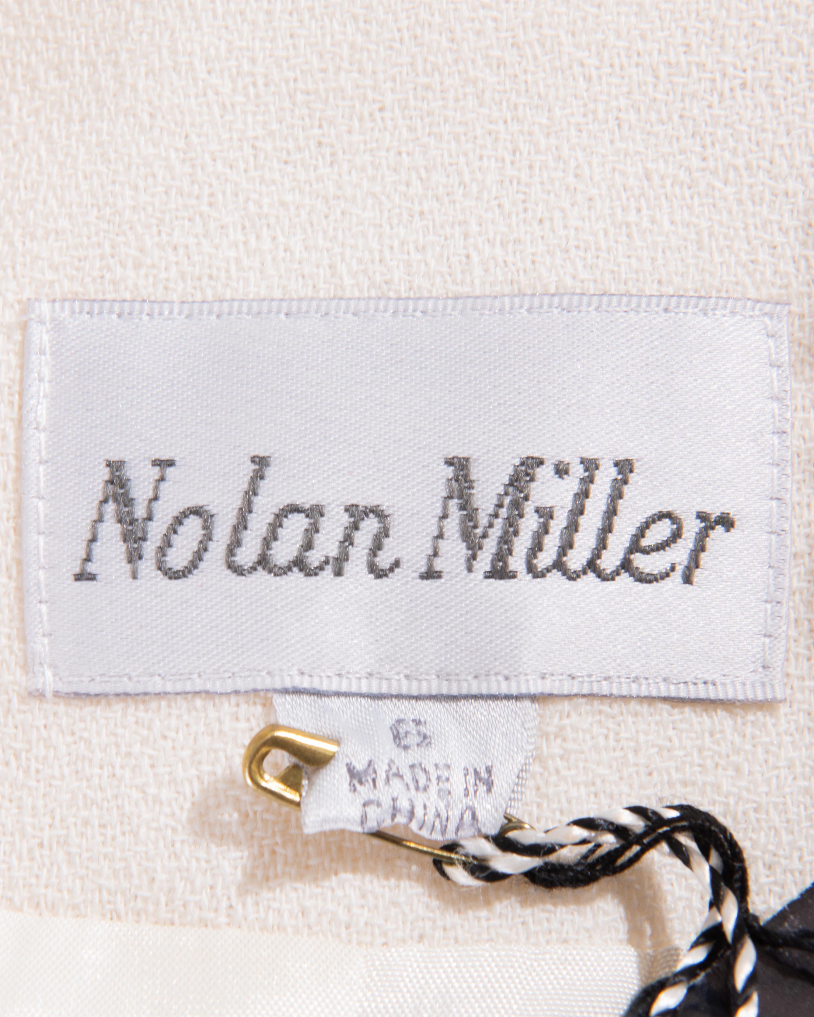 1980's Nolan Miller Ecru Wool Embellished Blazer Dress For Sale 3