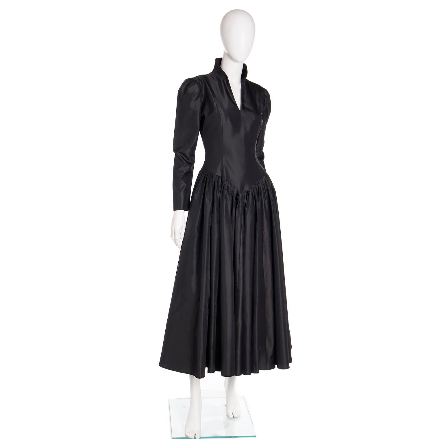 1980s Norma Kamali Victorian Inspired Black Dress In Excellent Condition For Sale In Portland, OR
