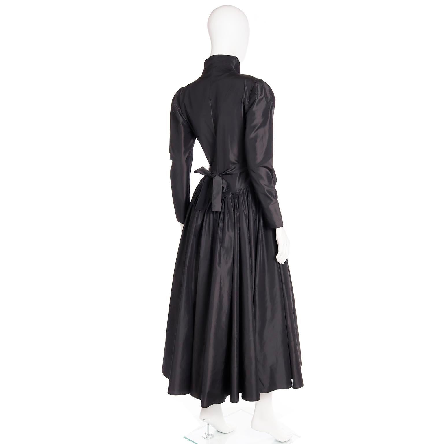 Women's 1980s Norma Kamali Victorian Inspired Black Dress For Sale
