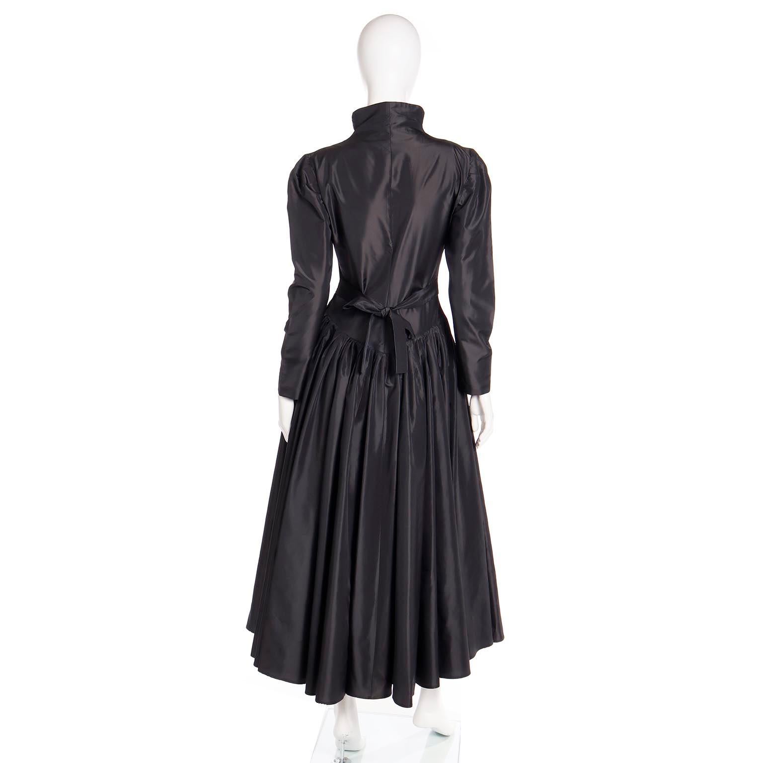 1980s Norma Kamali Victorian Inspired Black Dress For Sale 1