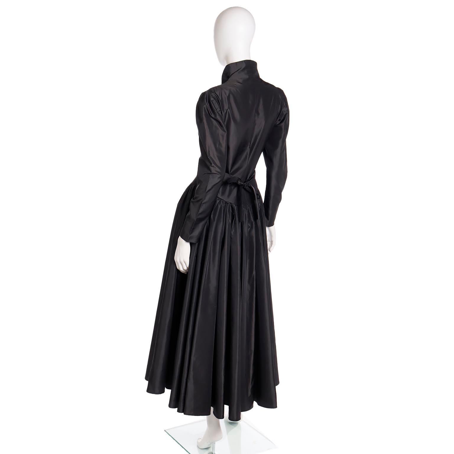 1980s Norma Kamali Victorian Inspired Black Dress For Sale 2