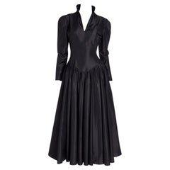 1980s Norma Kamali Victorian Inspired Black Dress