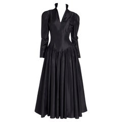 Retro 1980s Norma Kamali Victorian Inspired Black Dress