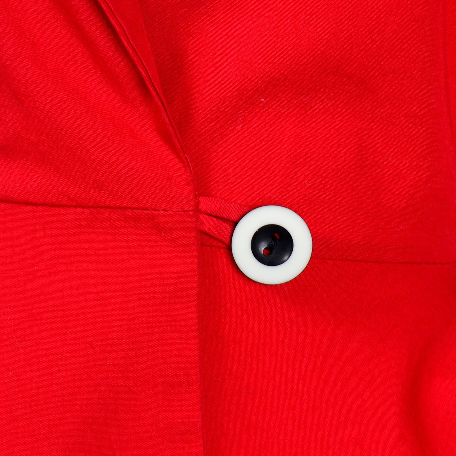 1980s Norma Kamali Vintage Red Cotton Peplum Cotton Jacket  For Sale 4