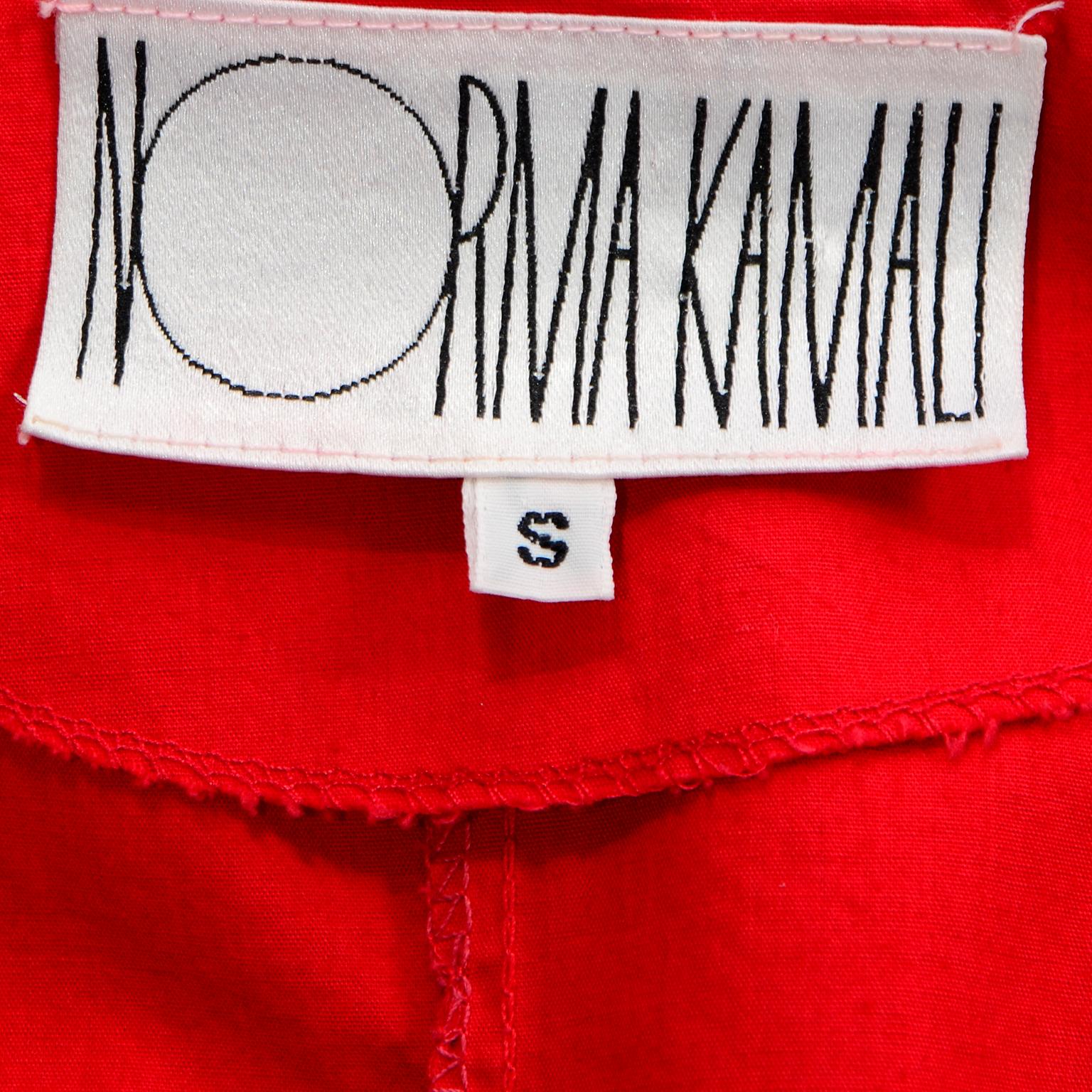 1980s Norma Kamali Vintage Red Cotton Peplum Cotton Jacket  For Sale 5