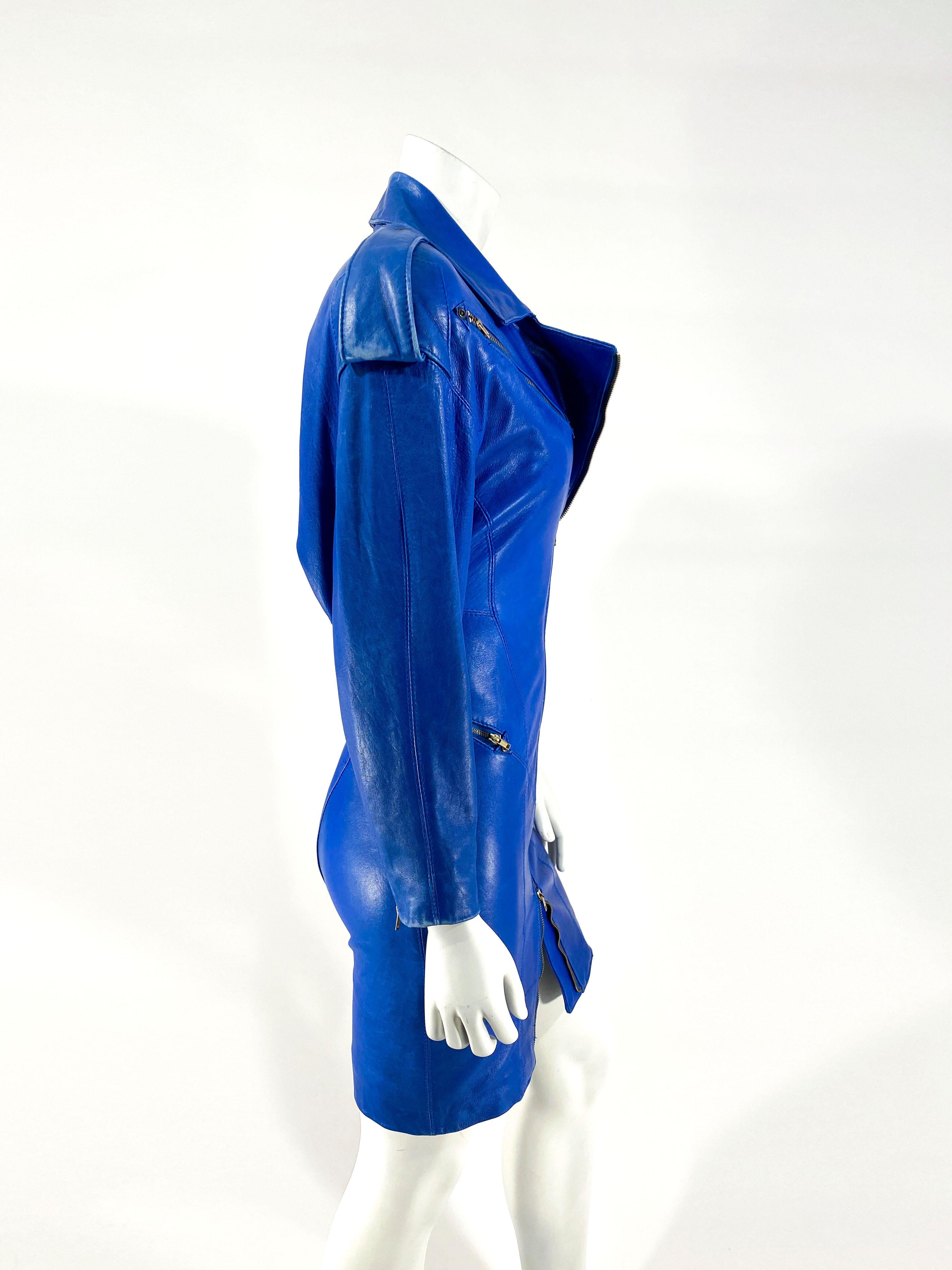 royal blue leather dress