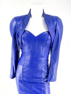 1980s North Beach Leather Eggplant Purple Dress and Jacket