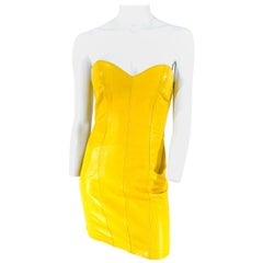 Vintage 1980s North Beach Leather Mustard Yellow Mini-dress 