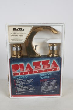 1980s NOS Brass & Chrome "Contempo" Piazza Collection Bathroom Faucet by Jameco