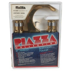 1980s NOS Brass & Chrome "Contempo" Piazza Collection Bathroom Faucet by Jameco