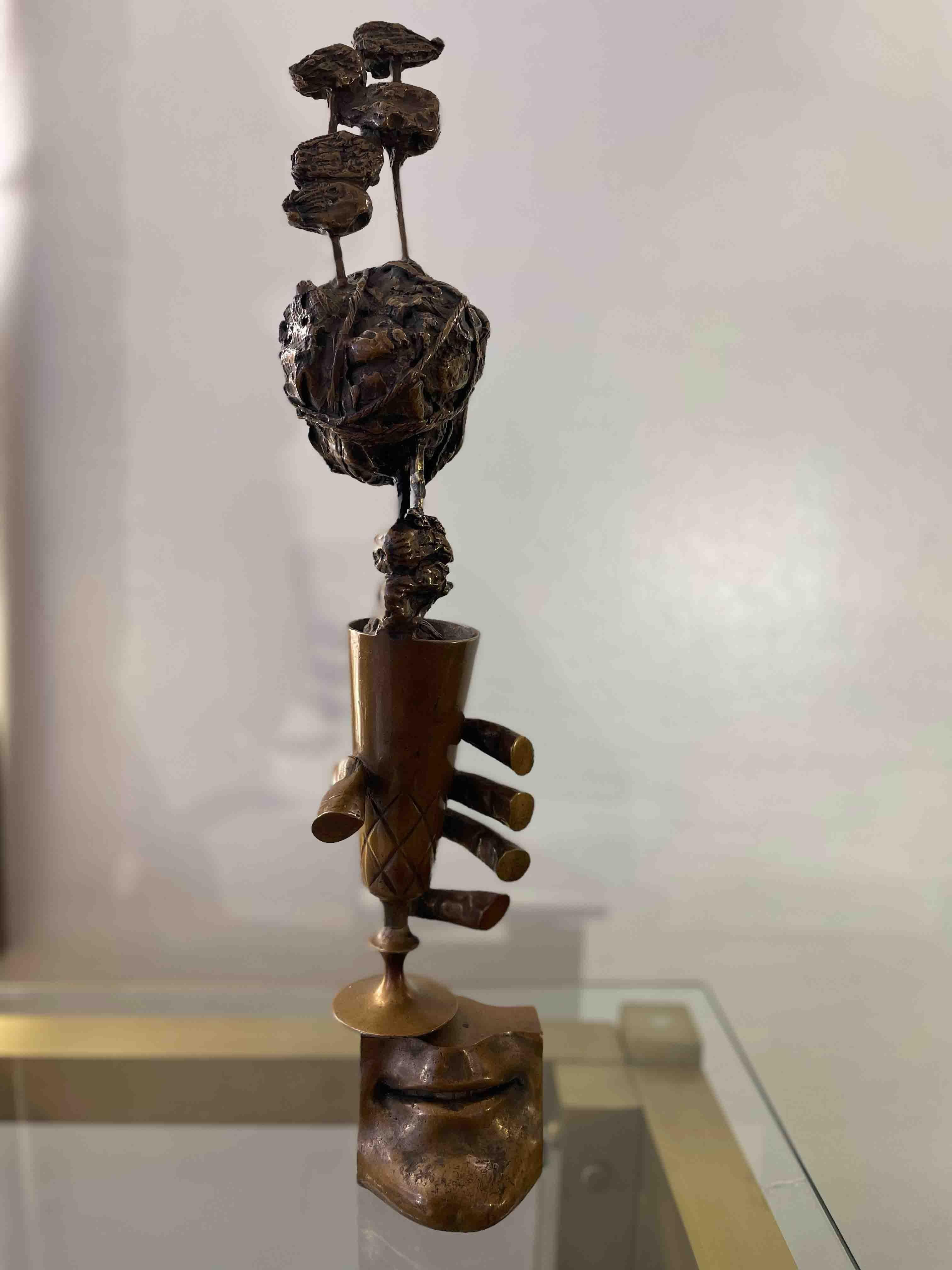 1980 Novello Finotti Cin Cin avec Figues Sculpture en bronze H 47cm en vente 7