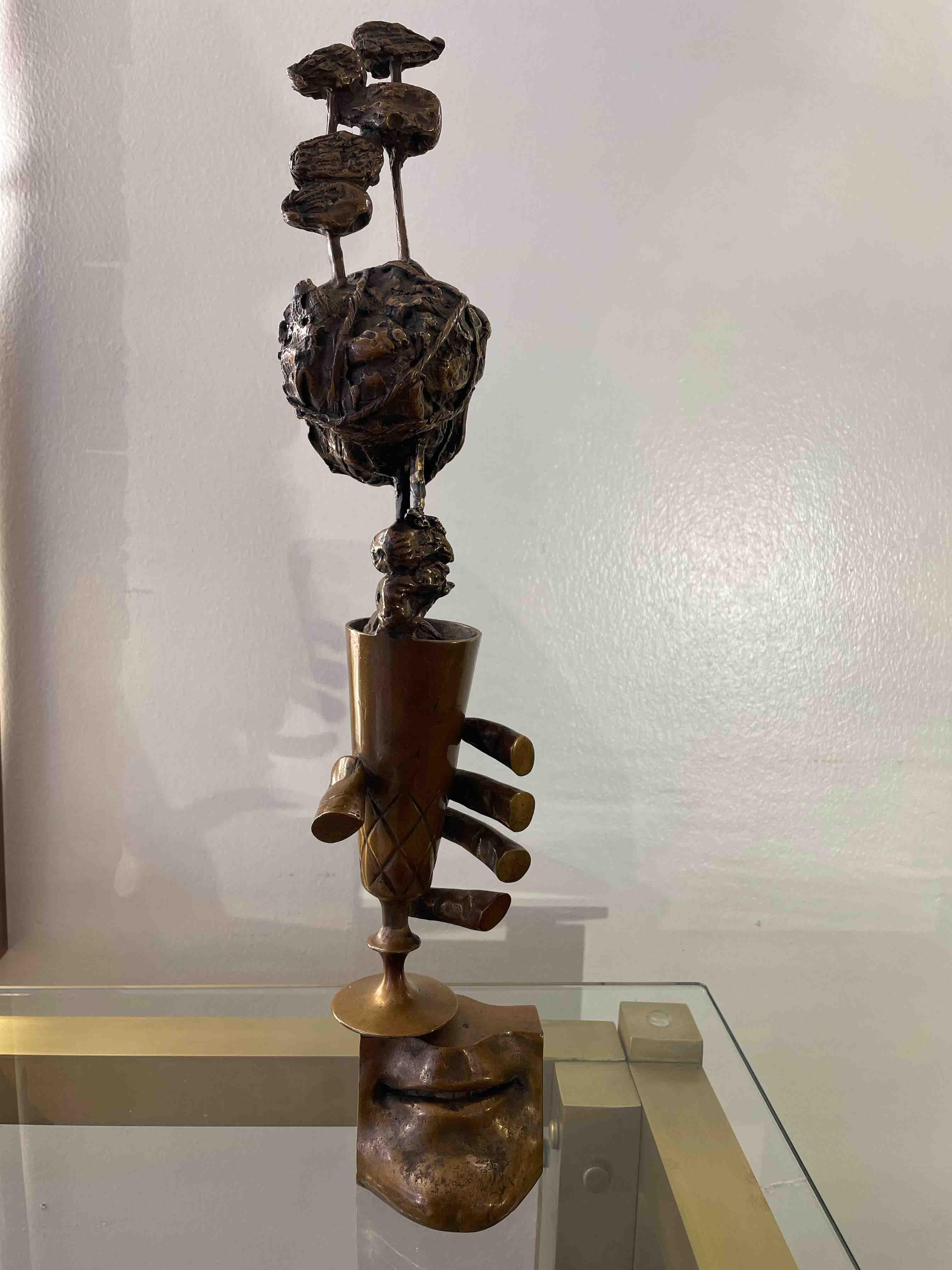 1980 Novello Finotti Cin Cin avec Figues Sculpture en bronze H 47cm en vente 1