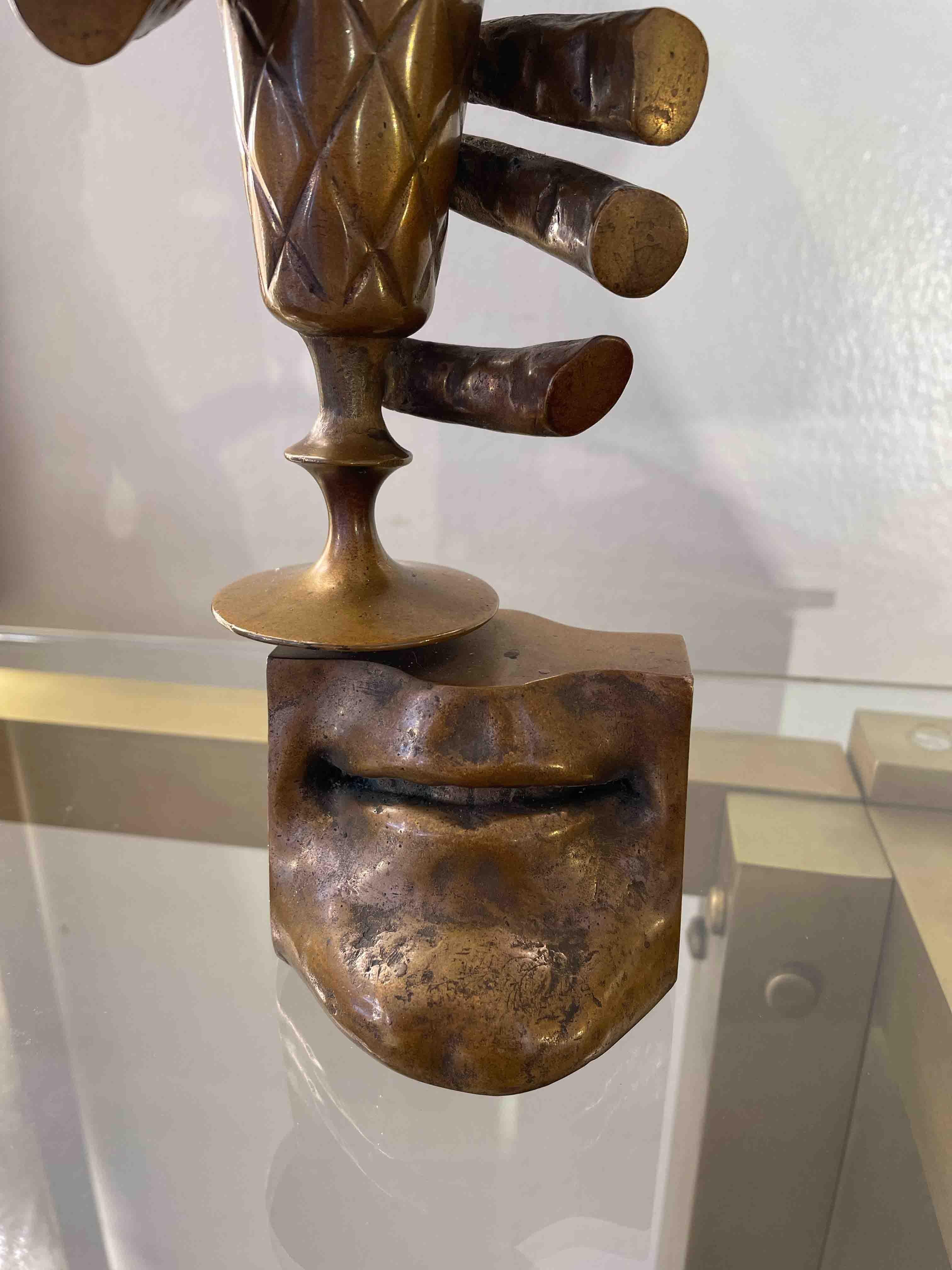 1980 Novello Finotti Cin Cin avec Figues Sculpture en bronze H 47cm en vente 2