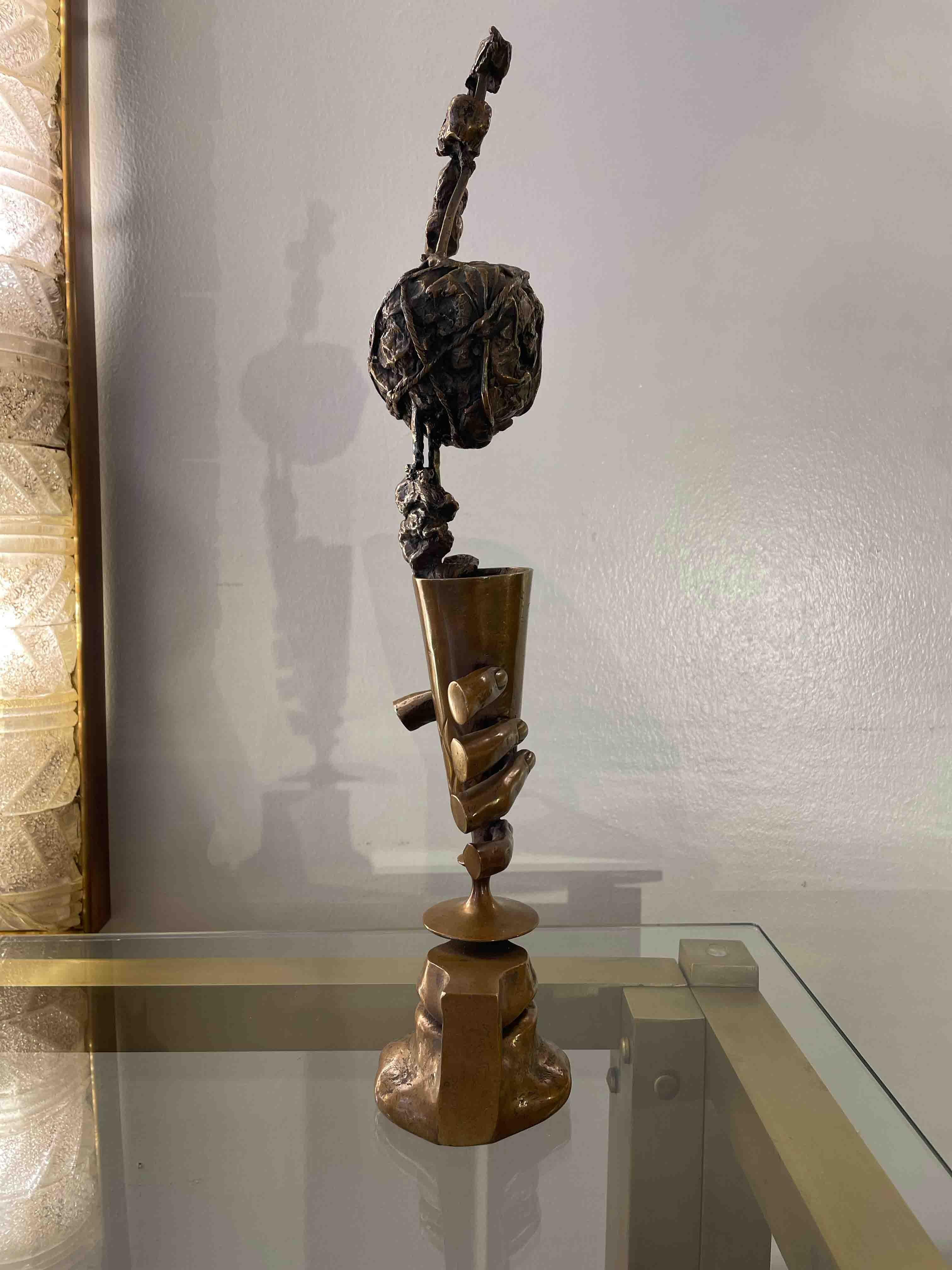 1980 Novello Finotti Cin Cin avec Figues Sculpture en bronze H 47cm en vente 3