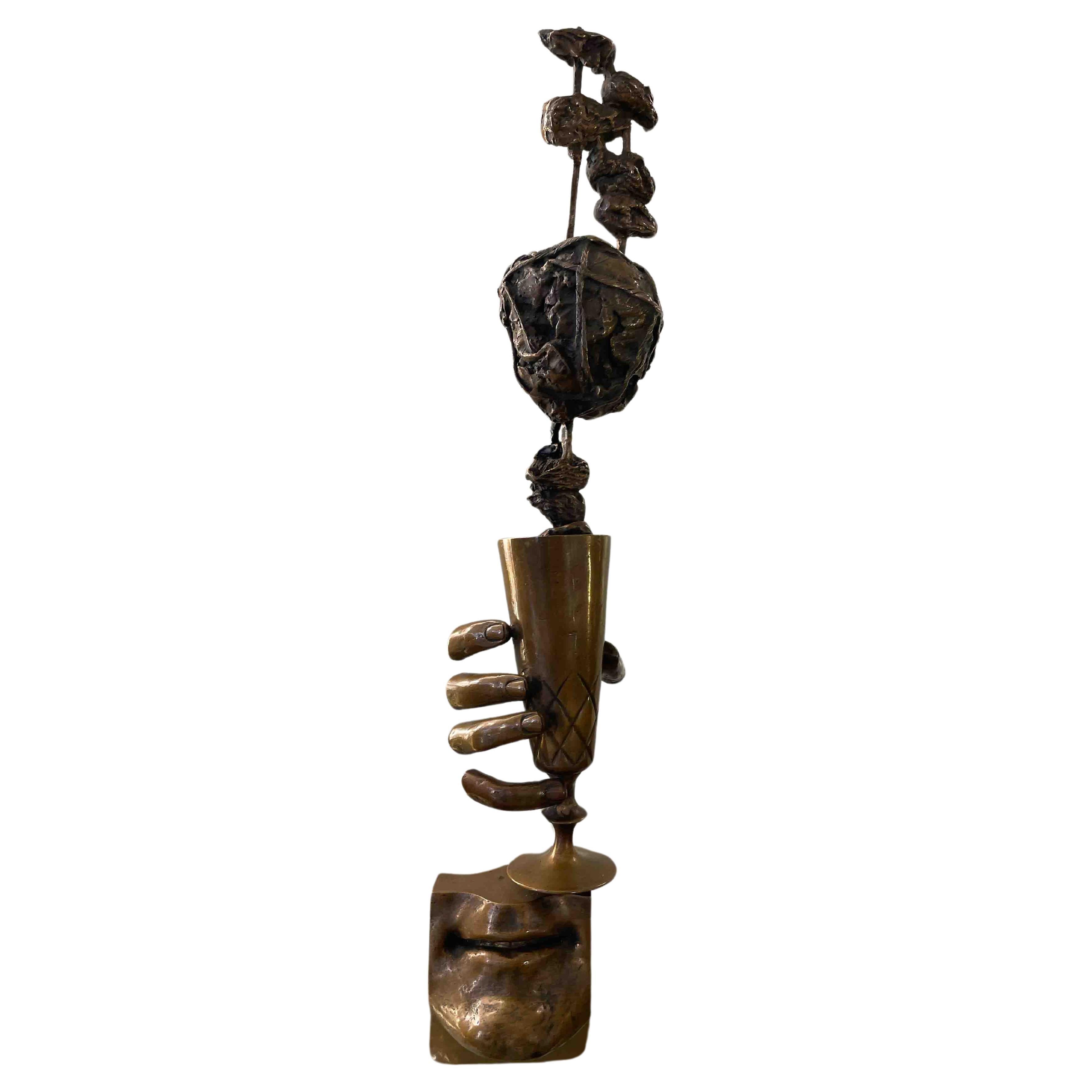 Años 80 Novello Finotti Escultura de bronce con higos H 47cm