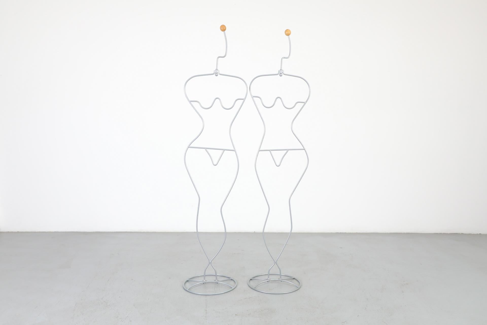 Enameled 1980's Nude Woman Häpen Valet or Clothing Stand in Silver by Ehlén Johansson For Sale