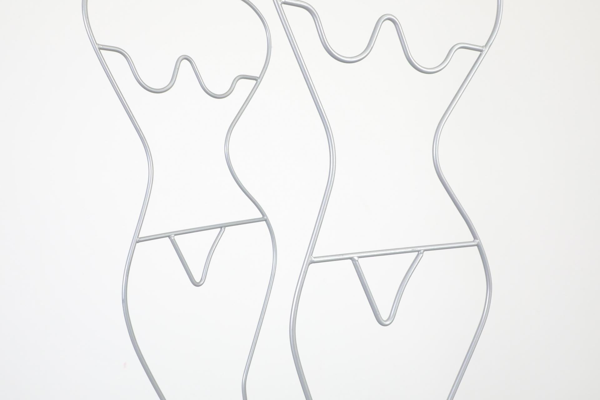 Metal 1980's Nude Woman Häpen Valet or Clothing Stand in Silver by Ehlén Johansson For Sale