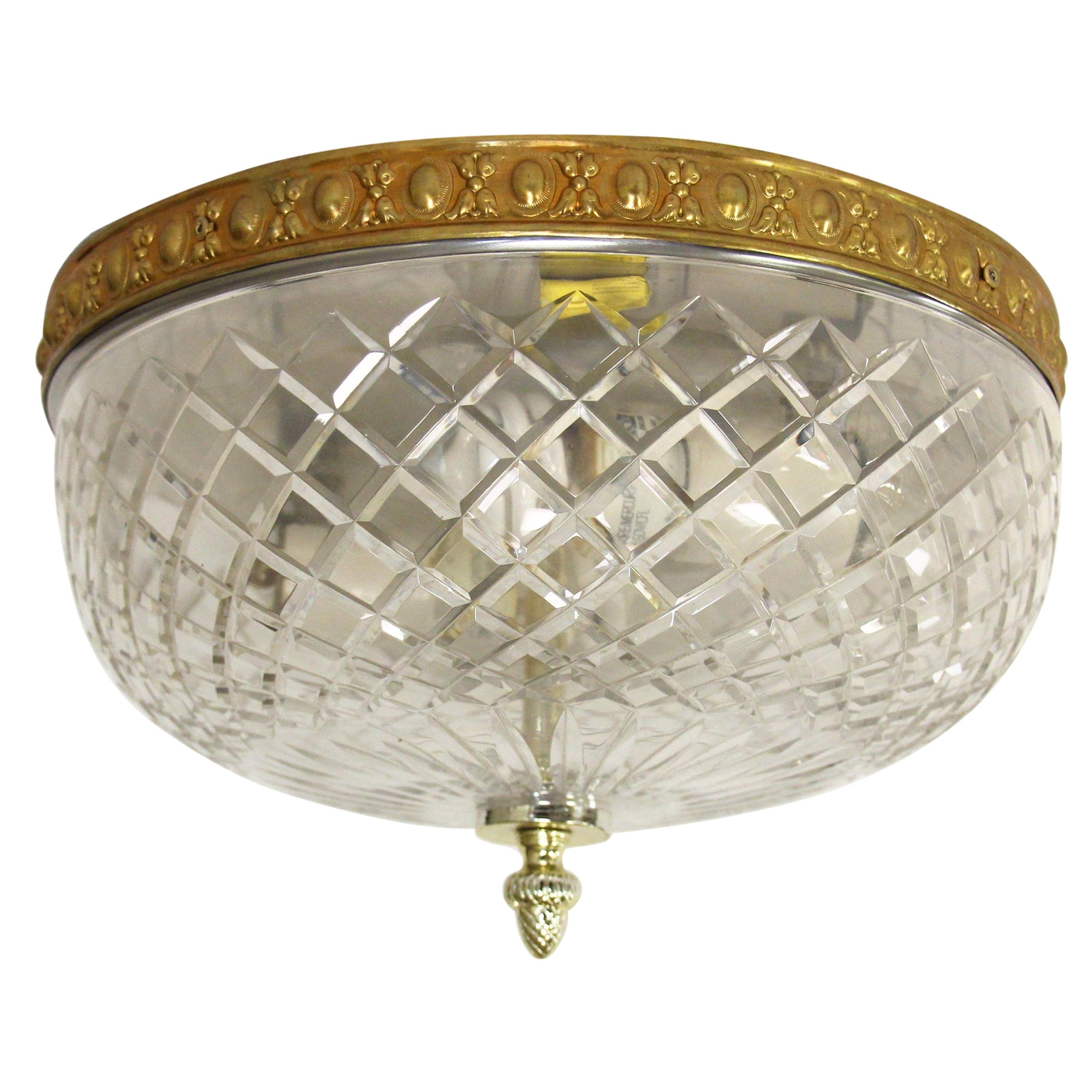 Waldorf Astoria Hotel Crystal Flush Mount Light Qty Available w Pineapple Finial