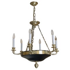 1980s NYC Waldorf Astoria Hotel Empire Chandelier; Suite 16R Brass with Six Arms