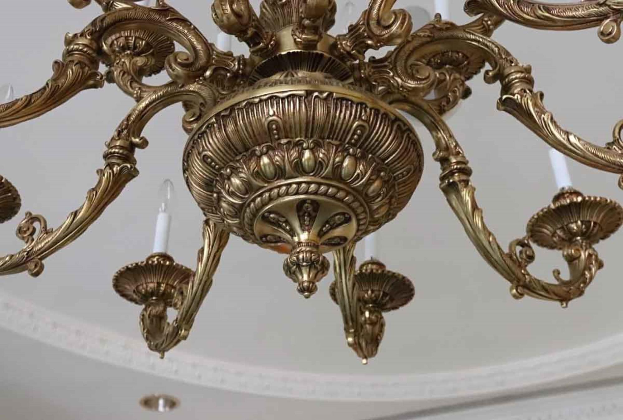 1980s NYC Waldorf Astoria Hotel French Ornate Chandelier, Heavily Cast Bronze 3