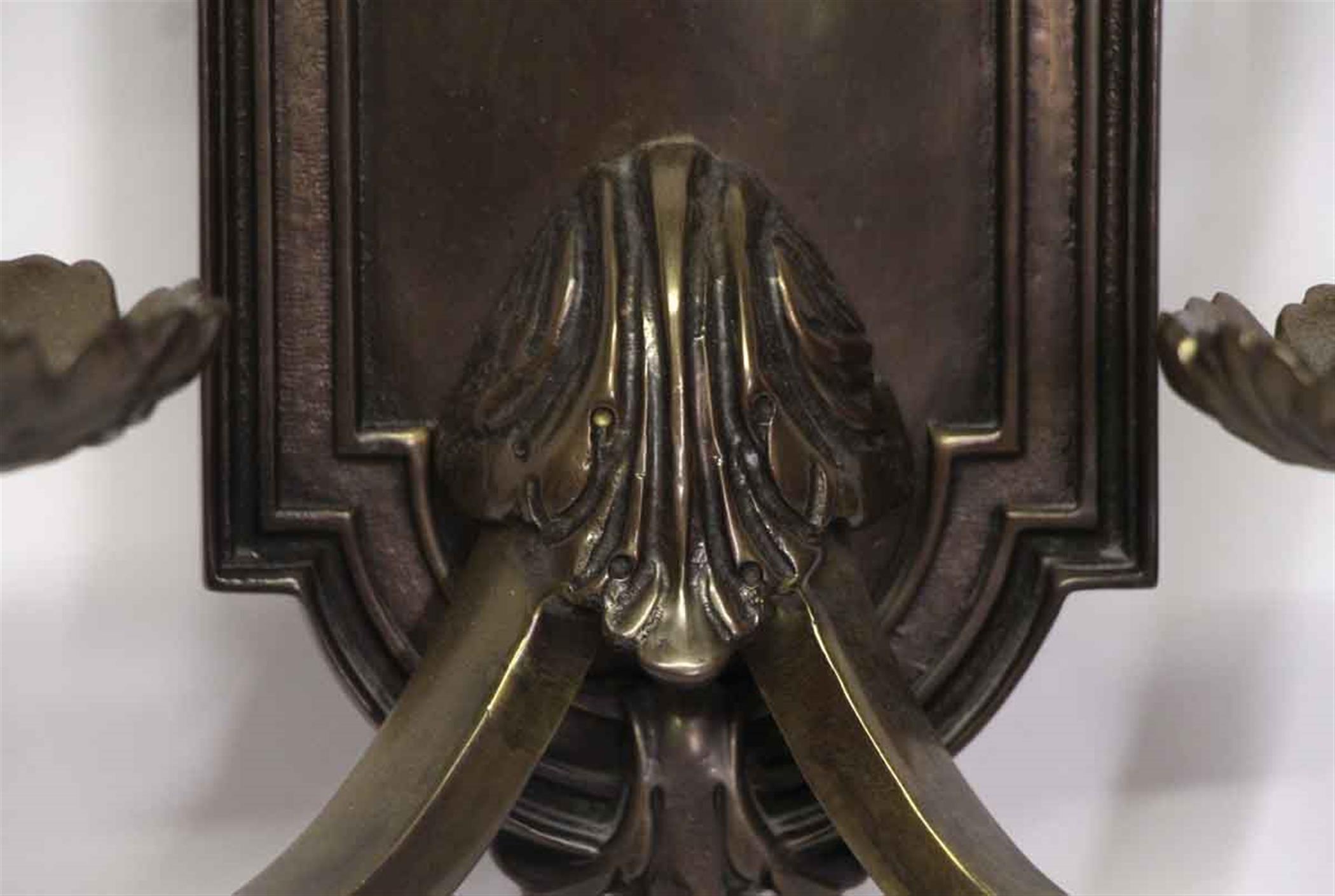 Late 20th Century 1980s NYC Waldorf Astoria Hotel Heavy Cast Bronze Two-Arm Sconce