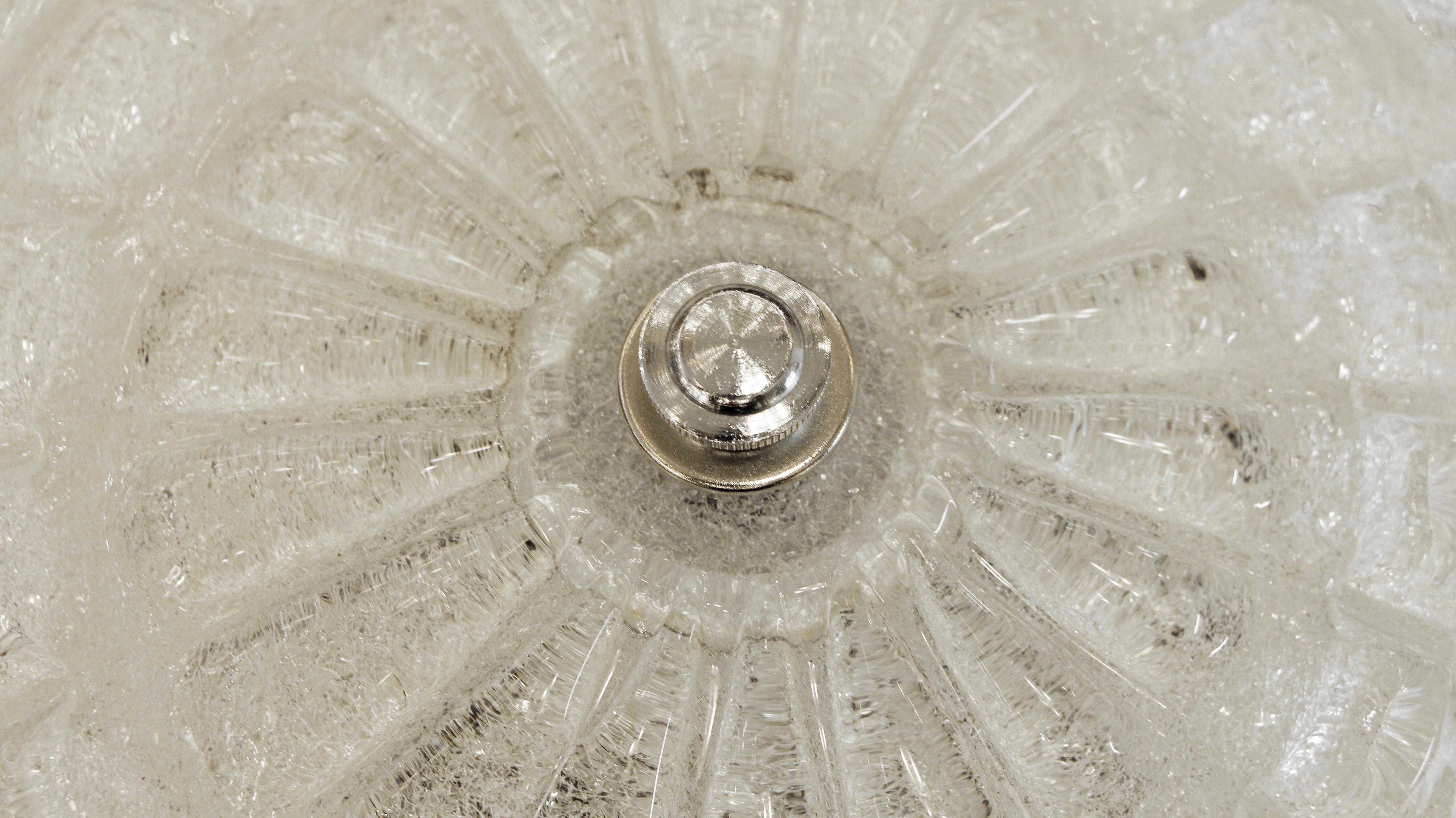 Italian Round Cast Glass Flushmount Light Waldorf Astoria Hotel  In Good Condition In New York, NY