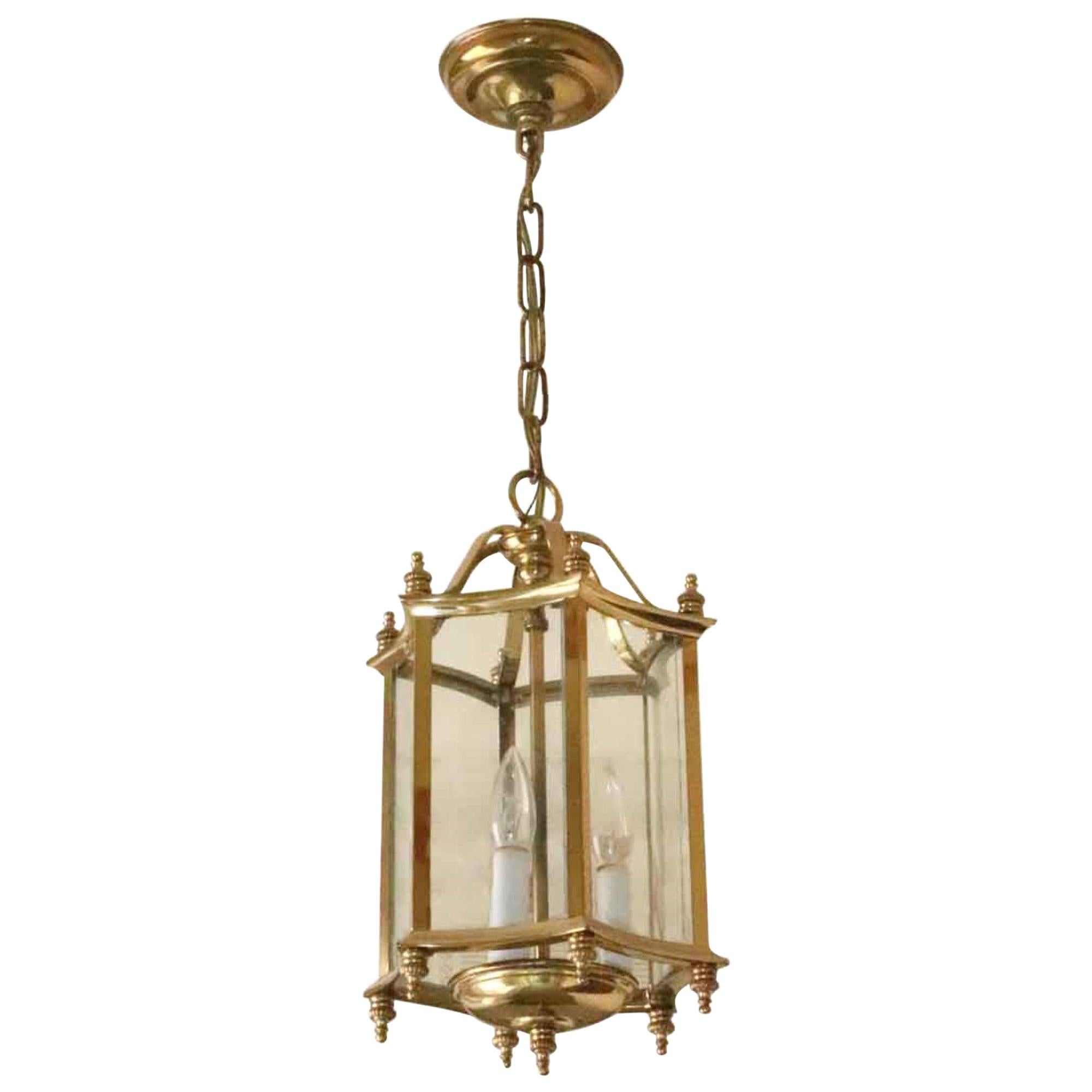 1980s NYC Waldorf Astoria Hotel Lantern Pendant Light with Hexagon Concave Glass