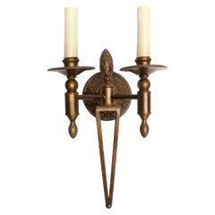1980s NYC Waldorf Astoria Hotel Large Cast Iron Sconce with Bronze Finish