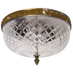 Waldorf Astoria Hotel Large Crystal Flush Mount Light Qty Available Brass Rim