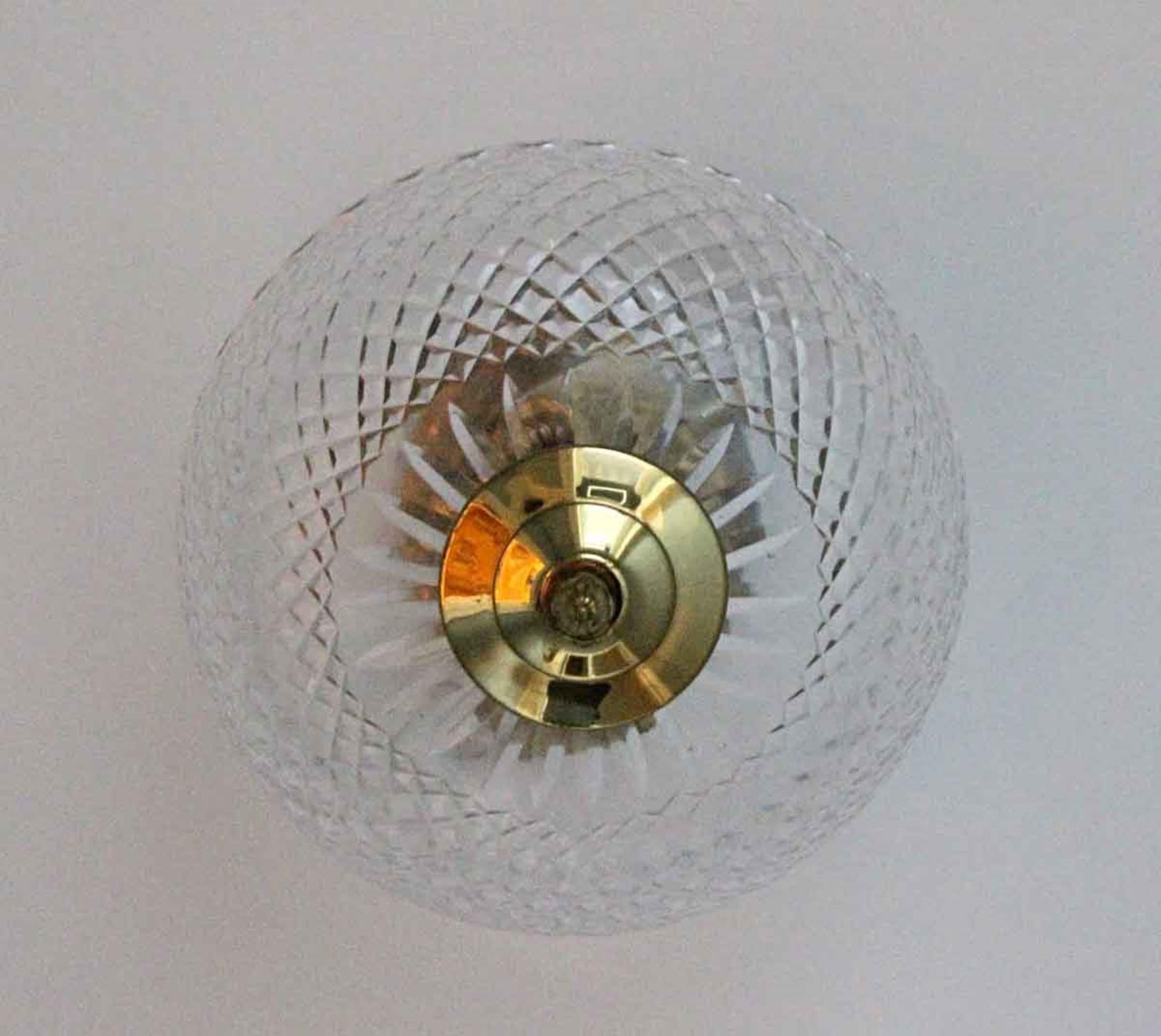 Waldorf Astoria Hotel Semi Flush Mount Qty Available Cut Crystal In Good Condition In New York, NY