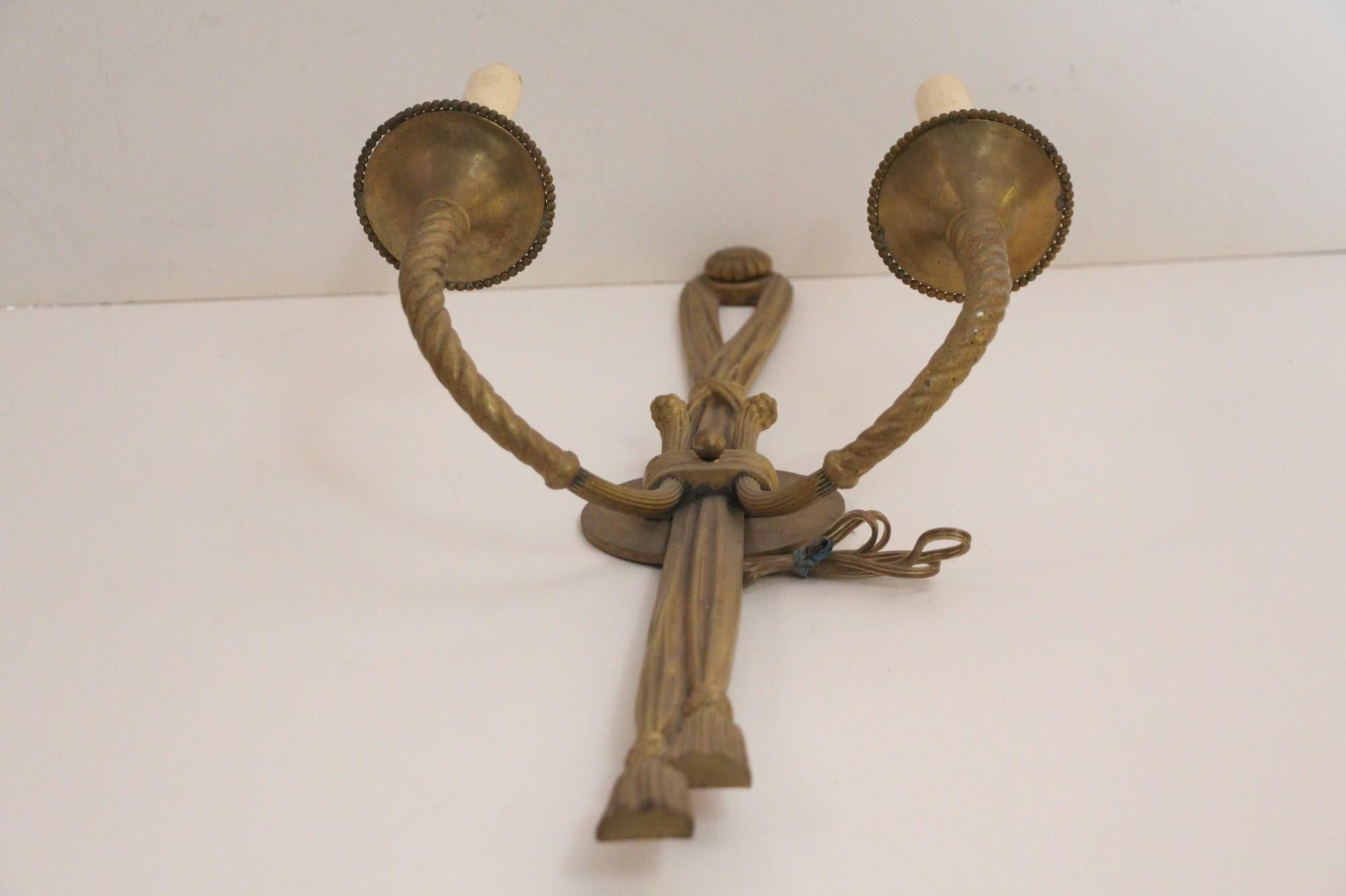1980s NYC Waldorf Astoria Hotel Wall Sconce Neoclassical Gilded Two Arm Brass 5