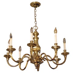 1980s NYC Waldorf Astoria Hotel Williamsburg Chandelier Brass 8 Arms