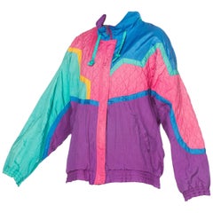 Vintage 1980s Nylon Colorblock Quilted Windbreaker Sportswear Track Jacket