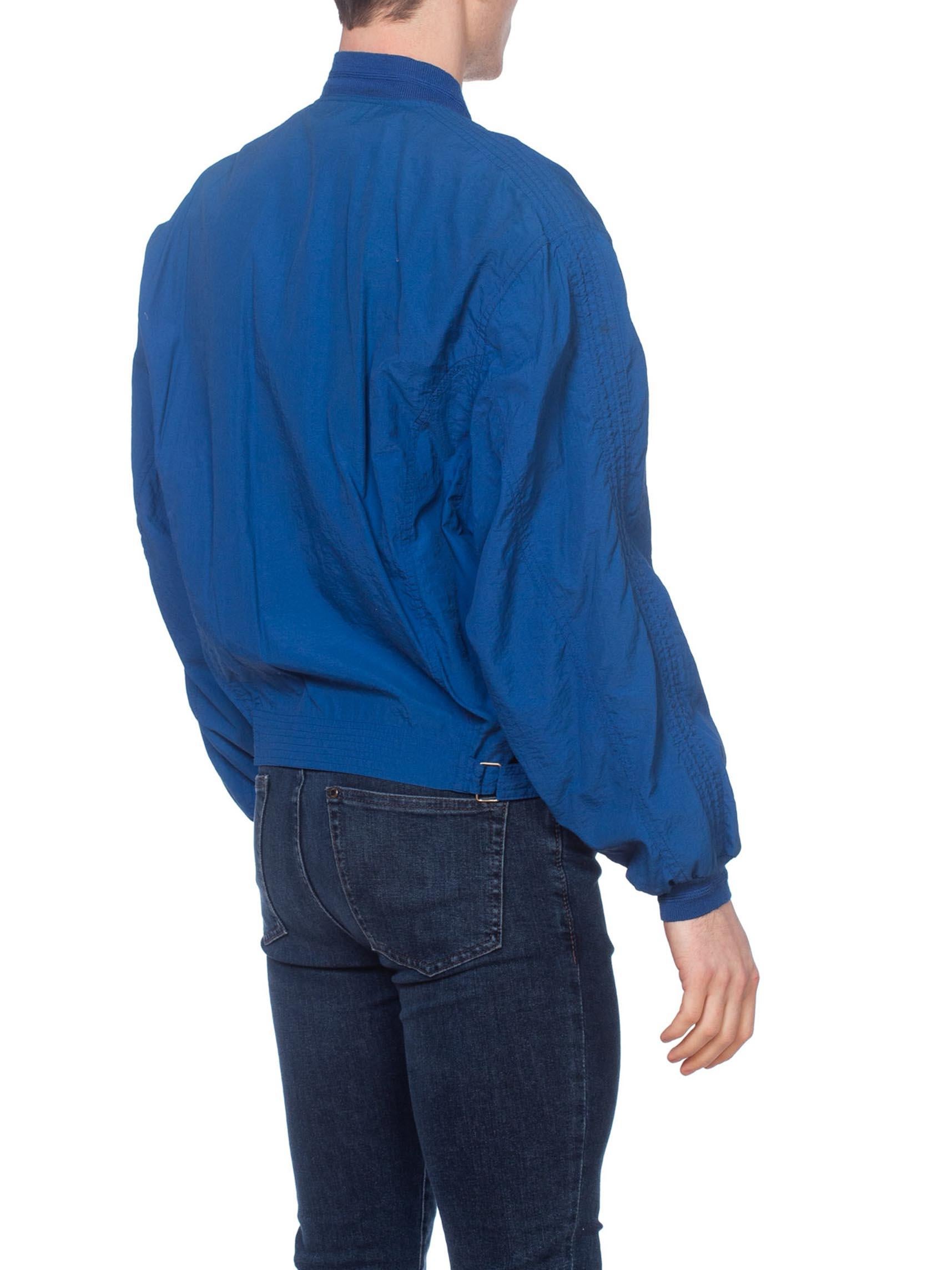 1980S Blue  Nylon Men's New Wave Sport Jacket With Utility Pockets 2