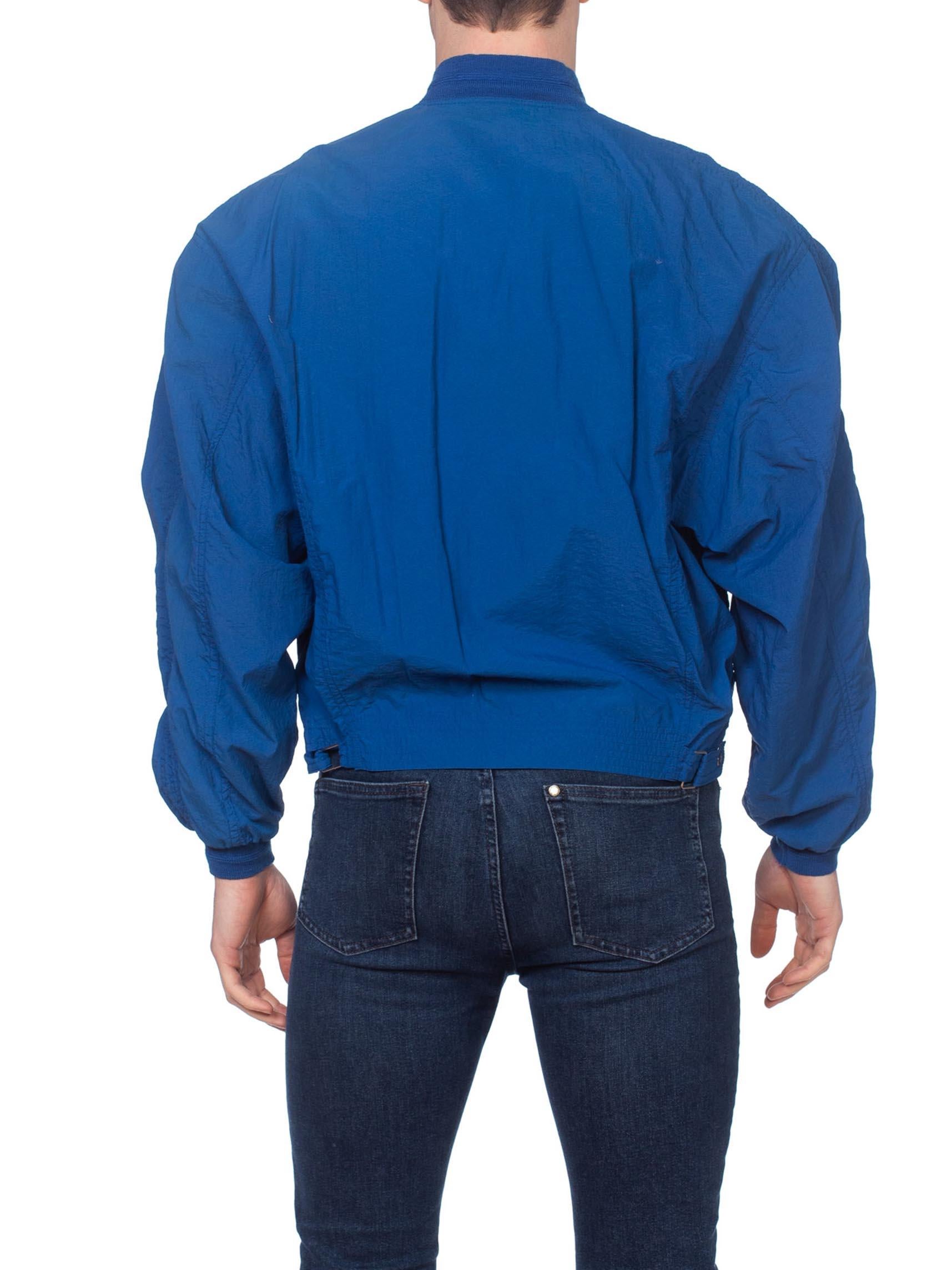 1980S Blue  Nylon Men's New Wave Sport Jacket With Utility Pockets 4