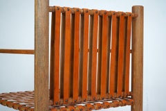 1980s Oak And Leather Open Arm Chair