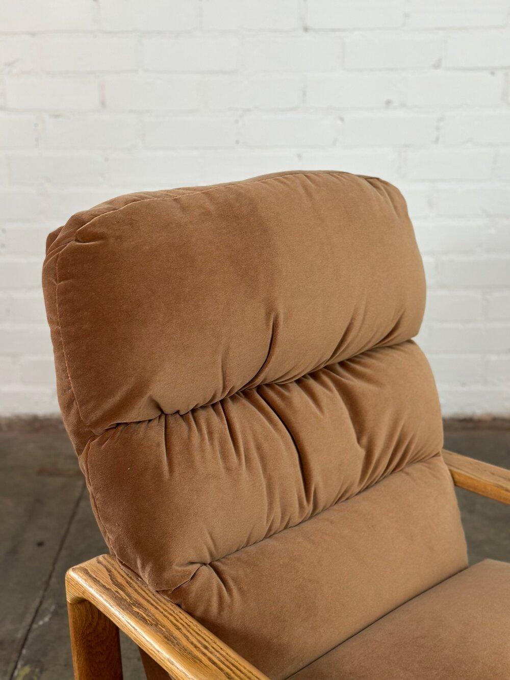 1980s Oak Lounge Chair in Blush Velvet 8