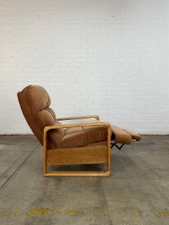 1980s Oak Lounge Chair in Blush Velvet