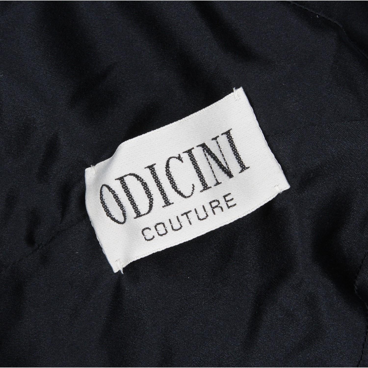 1980s Odicini Couture black wool and velvet Dress For Sale 4